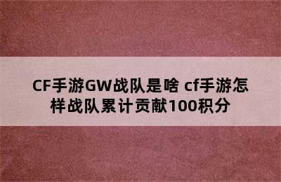 CF手游GW战队是啥 cf手游怎样战队累计贡献100积分